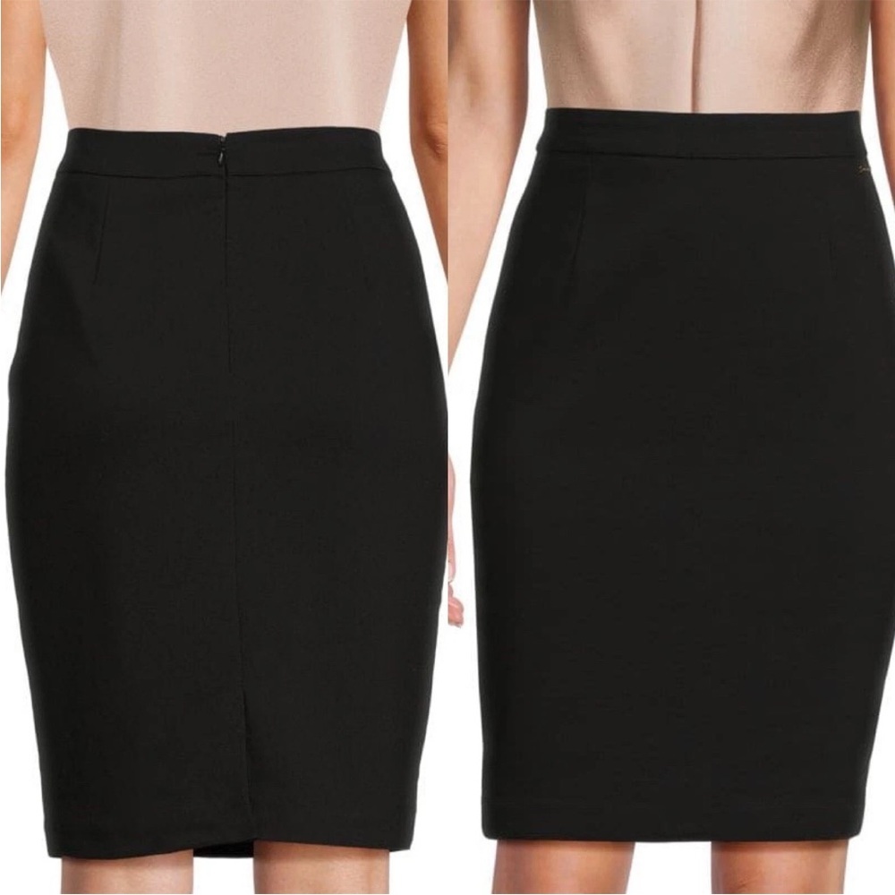 Elie Tahari Black Wool Stretch Pencil Skirt Size 10 Lined Career Office